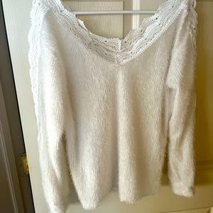 Womens light fuzzy sweater